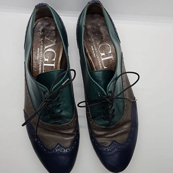 AGL Attillo Giusti Leombruni Size 40 Multicolored Wingtip Oxfords - Picture 2 of 11